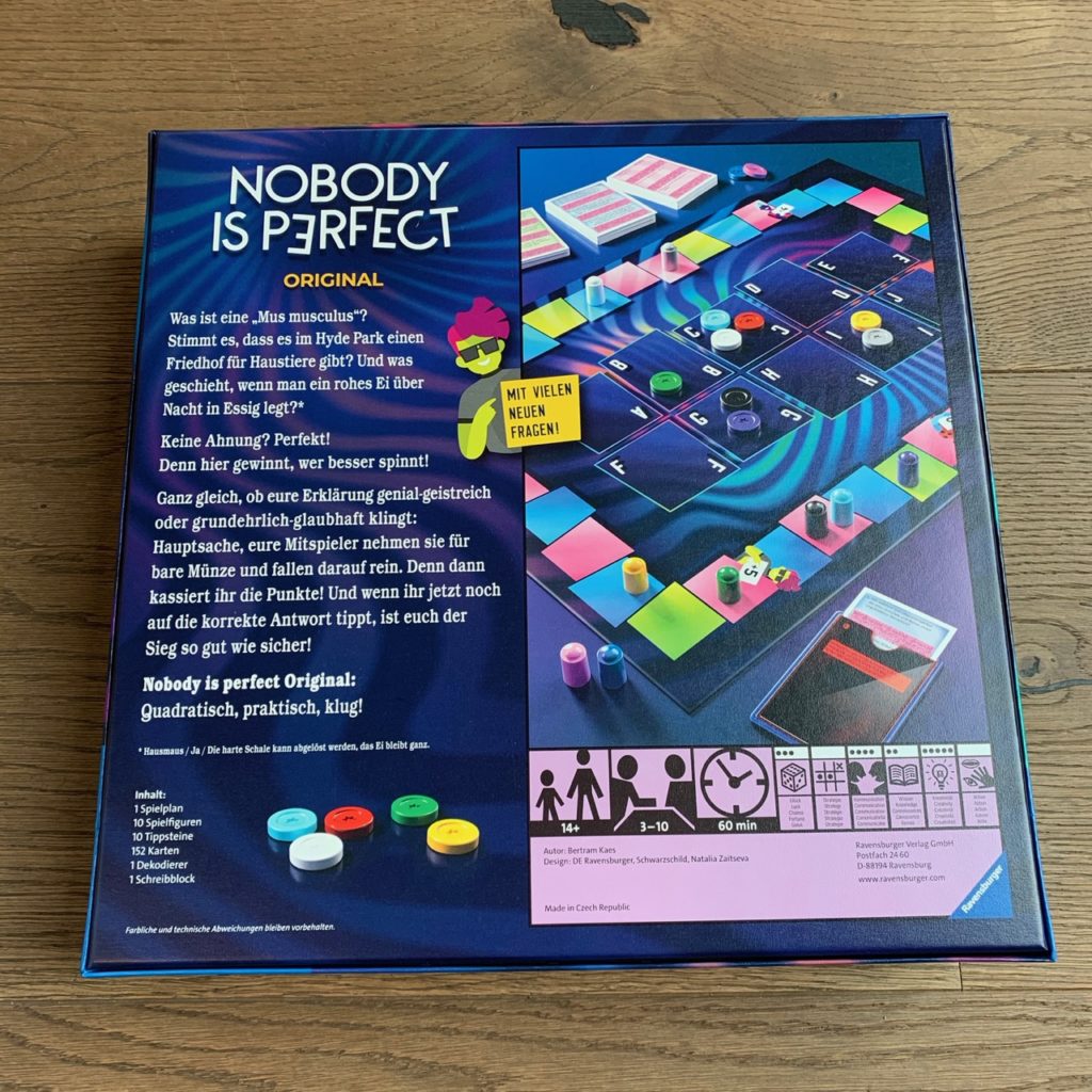 Wer besser spinnt, gewinnt! NOBODY IS PERFECT von Ravensburger Testmiss Wer besser spinnt, gewinnt! NOBODY IS PERFECT von Ravensburger Testmiss